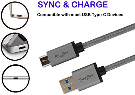 USB Type C, SingBel Hi-Speed USB 3.1 Type C to USB Type A Male Cable Braided Space Gray. For New Macbook 12, Nokia N1, Google Chromebook, and other USB Type C Compatible Devices.