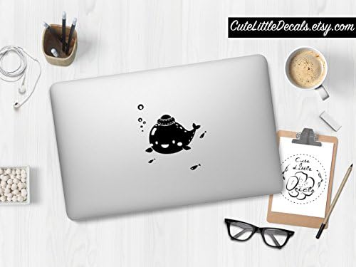 Cute Whale Decal - Animal Decals - Sea Animal Decal - Fish Decal - Macbook Decals - Laptop Stickers - Car Window Wall Decal - Made in USA