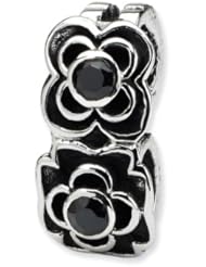 Reflections(tm) Sterling Silver Black CZ Connector Bead / Charm