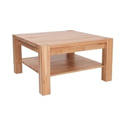 Couchtisch 80 x 80 cm Buche Massivholz mit Ablageboden aus Leimholz