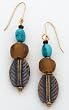 Earrings - Recycled Glass, Turquoise & Brass
