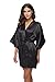The Bund Women's Short Kimono Robes for Bridesmaid Black L Size
