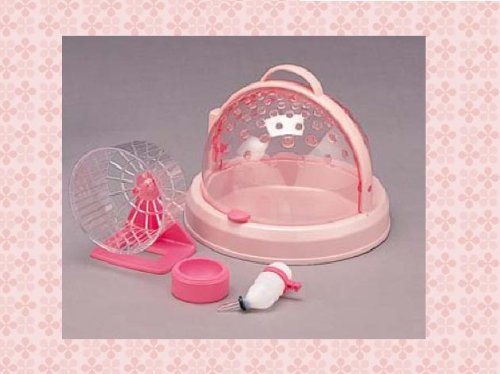 Hamster Cage Carrier with Wheel Runner Toy Pink DH 300