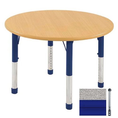Early Childhood Resource ELR-14114-GBL-TB 36 in. Gray Round Adjustable Activity Table with Maple Edge and Blue Toddler Leg Ball Glides