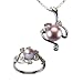 Entwining Vine Cultured Pearl Cubic Zirconia Pendant Necklace 16 & Ring Set in CAREFREE Sterling Silver, Lavender