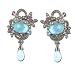 14K White Gold Blue Topaz, Mother-of-Pearl, Multi Gemstones and Diamond Earrings