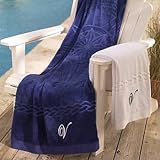 Monogrammed Sundial Pool Towel - Navy - Frontgate, Navy