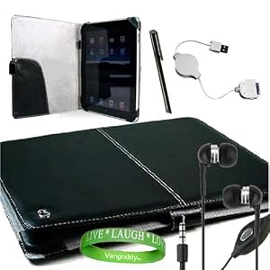 Melrose Apple Ipad Leather Case Black Cover Accessories Kit Includes Black Melrose iPad Leather Cover + apple ipad stylus pen + Retractable ipad Data Cable + iPad Earphones with Mic + Live * Laugh * Love Silicone Wrist Band!!!