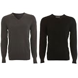 Burton - Mens V Neck Jumper Plain Top Sweater