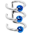 Illusion 3-Ring Steel Blue Non Pierced Clip On Ball Closure Ring