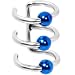 Illusion 3-Ring Steel Blue Non Pierced Clip On Ball Closure Ring