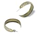 Ladies Stylish Stainless Steel Diamond Pattern Hoop Earrings Jewellery - Yellow
