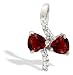 14K White Gold Genuine Heart Garnet and Diamond Pendant