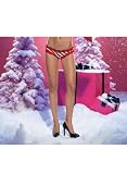 Sequin Lace Trim Candy Cane Mesh Boy Shorts