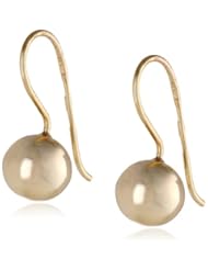 Goldtone Finish Silver Bead Euro Wire Earrings