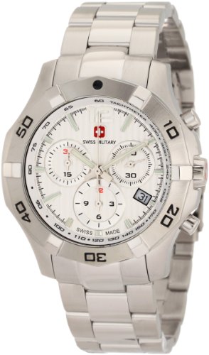 Swiss Military Calibre Men's 06-5I3-04-001 Immersion Chronograph White Dial Steel Bracelet Watch
