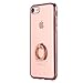 iPhone 8 Case,iPhone 7 Case, Ultra Thin Clear Luxury TPU Rose Gold Bumper Case Cover with Built-in Ring Grip Holder for Apple iPhone 8/iPhone 7