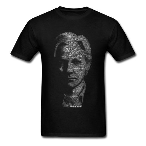 Wikileaks Typo Graphical Assange mp Men's T-Shirt, L, black