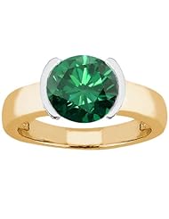 1.65 Ct Round Green SI1/SI2 Diamond 14K Yellow Gold Ring