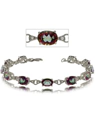 Green Radiant Shape Mystic Topaz and Diamond Bracelet in Sterling Silver