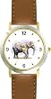African Elephant African Animal - WATCHBUDDY&reg; DELUXE TWO-TONE THEME WATCH - Arabic Numbers - Brown Leather Strap-Children's Size-Small ( Boy's Size & Girl's Size )