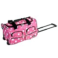Rockland Rolling Duffel Bag - Pink Dot (22")