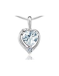 Tommaso Design (tm) Heart Shape Genuine Aquamarine and Diamond Pendant