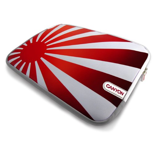 Canyon CNL-NB11J Schutzh&uuml;lle f&uuml;r 33,8 cm (13,3 Zoll) Notebook, Design Rising Sun, mit Schl&uuml;sselanh&auml;nger rot/wei&szlig;