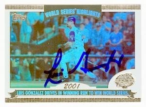 Luis Gonzalez Autographed/Hand Signed Baseball Card (Arizona Diamondbacks) 2002 Topps #WS-LG 2001 Wo