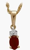 10 Karat Two-Tone Garnet Gemstone & Diamond Pendant with chain