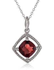 Sterling Silver Cushion Color Stone Pendant Necklace, 18"
