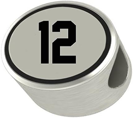 CustomCharms#12 Number 12 Oval Bead Charm Universal European Slide On Charm - Classic & Original Style Perfect for Bracelets, Necklaces, & DIY Jewelry