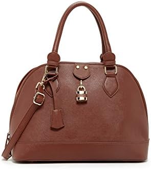Pink Haley Classic Lock Dome Satchel (Brown)