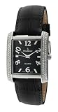Peugeot Women's 325BK Silver-Tone Swarovski® Crystal Accented Black Leather Strap Watch