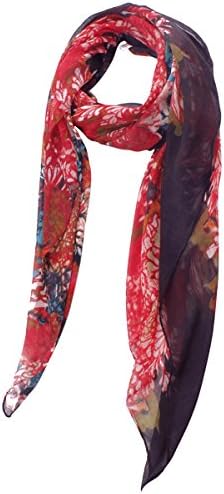 TinoTrade Watercolor Flowers Print Scarves Fashionable Floral Shwal Scarf (Black+Red)