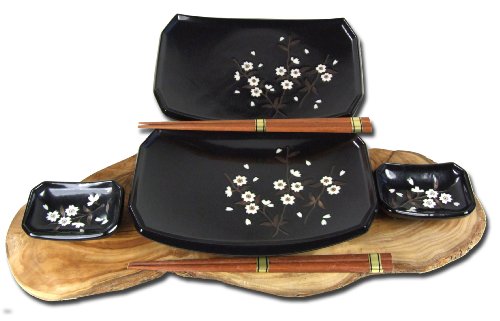 Sushi set black plum blossom Japanese for two