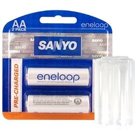 Sanyo eneloop 2000mAh AA NiMH Rechargeable Batteries (2-Pack) with FREE Battery Case
