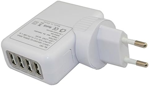 ERUSUN® 4 Port USB Output Home Wall Travel Charger 5V 2.1 Amp AC Power Adapter with EU Plugs (White)