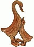Mother Duck Looking Down On Her Baby Duck Wood Look Figurine/Statue