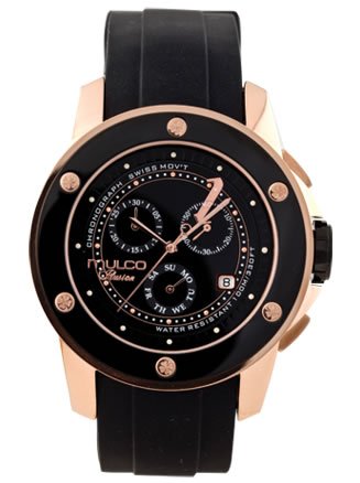 MULCO Chronograph black and rose gold bezel black dial watch MW4-9063-023 MULCO Chronograph black and rose gold bezel black dial watch MW4-9063-023