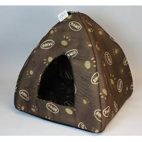 LES AMIS PET IGLOO BROWN CAT DOG PAW PRINT DESIGN