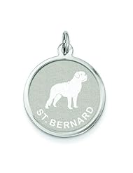 Sterling Silver St. Bernard Disc Charm Pendant Jewelry