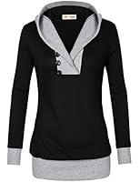 Timeson Womens Long Sleeve Knitted Panel Hooded Casual Sweatshirt