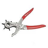 uxcell 穴パンチ　レザーパンチ　ベルトパンチ　プライヤーパンチ　コーティングされたハンドル　レッドプラスチック