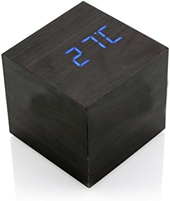 Aobbi™ Modern Wooden Wood Digital LED Desk Alarm Voice Control Clock Thermometer Timer Calendar(Black)
