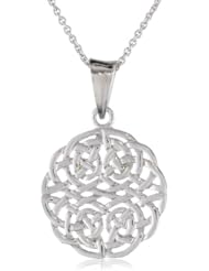 Sterling Silver Celtic Knot Medallion Pendant Necklace with Rolo Chain, 18"