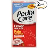 Pediacare Infants (0 - 36 months) Acetaminophen Fever Reducer Pain Releiver, Non Staining Cherry, 2 Fluid Oz, (Pack of 2)
