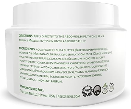Stretch Mark and Scar Cream with Moringa Oil and Shea Butter - Easily Absorbable - Not Greasy - High in Antioxidants, Vitamin A, Vitamin B, Vitamin C and Vitamin E - Citrus Scent