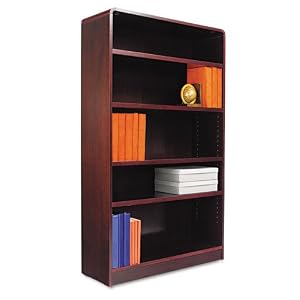Alera Radius Corner Bookcase, Finished Back, Wood Veneer, 5-Shelf, 36 W by 12 D by 60 H,...