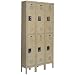 Edsal CL5093TN-UN Citadel Steel 3 Wide Traditional Unassembled Double Tier Locker with Steel Recessed Handle, 12" Width x 36" Height x 18" Depth, Tan